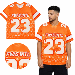Maillot de football américain ODM Streetwear rétro en polyester, design orange scintillant personnalisé, maillot en mesh, vêtements de sport - Product Image 1