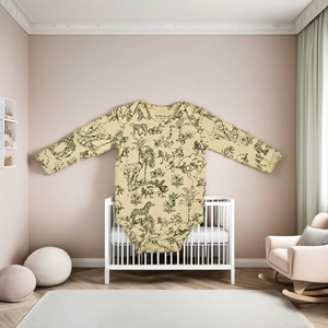 Combinaison bébé unisexe respirante à manches longues en bambou avec fermeture éclair YKK bidirectionnelle, imperméable et écologique, personnalisable pour la vente en gros aux nouveau-nés - Product Image 1