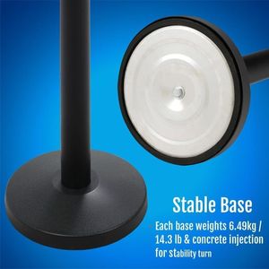 6 pezzi 6.6ft/2m nero retrattile cintura Stanchion Set facile montaggio folla controllo barriera in metallo Base di accesso prodotti di controllo - Product Image 4