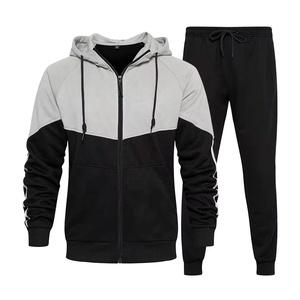 Survêtement à fermeture éclair intégrale, col montant, couleur unie, décontracté, respirant, en polyester et coton, pour l'automne, avec poches latérales - Product Image 5