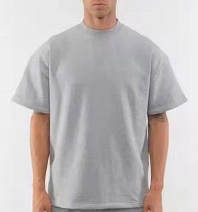 T-shirt ample noir uni de haute qualité à épaules tombantes, disponible en couleurs personnalisées, T-shirts pour hommes - Product Image 2