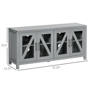 "Adjustable Iron Entertainment Center TV <b>Stand</b> with 4 Glass <b>Doors</b> & 4 Cable Holes for TVs up to 58" - Product Image 3