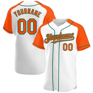 Camiseta de béisbol personalizada blanca y naranja con estampado sublimado, nombre del equipo, número, botones completos, unisex, para adultos, corte regular, manga corta - Product Image 1