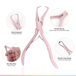 Hair Extension Tool Kit Stainless Steel Pink Pliers <b>Hooks</b> Clips for Installation and Removal Hair Extension Tool Kit - Product Image 5