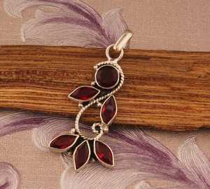 Collier pendentif en argent sterling 925 avec grenat rouge vintage fait main - Cadeau d'anniversaire pour homme et femme, pierre précieuse naturelle - Product Image 6