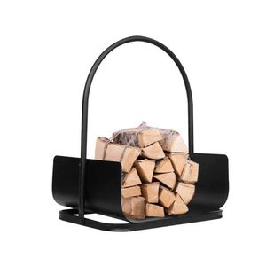 Moderno Porta Legna Portatile in Ferro Nero per Uso Domestico con Combustibile a Legna - Product Image 1