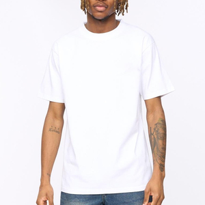 Camiseta de Manga Corta para Hombre, Cuello Redondo, Corte Regular, Algodón Blanco, Color Sólido, Diseño Liso Tejido - Product Image 3