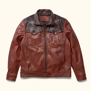 Men’s Vintage <b>Cowboy</b> Leather Jacket – Western Style Real Leather Biker Jacket Supplier - Product Image 1
