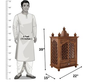 Fully Carved Solid Wood Farmhouse Modern Home Shrine & Tabletop Temple Mandapam | B2B Wholesale Furniture India - Product Image 3