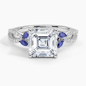 Bague BOJ 052 Coupe Asscher en Argent 925 Luxe avec Saphir et Diamant Plaqué Rhodium 2ct Couleur D VVS1 Moissanite Certifiée GRA - Product Image 1