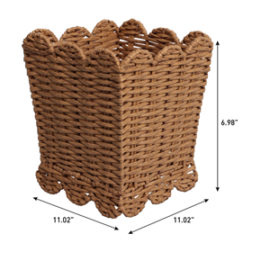 Versatile Rattan Waste <b>Bin</b>, Scalloped Rattan Basket For Home & Office Natural Trash Can With Handle Vietnam Export Quality - Product Image 2