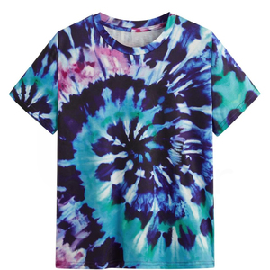 เสื้อยืดแขนสั้นผู้ชายลายมัดย้อม คอกลม ทรงปกติ ผ้าถัก สวมใส่สบายๆ - Product Image 1