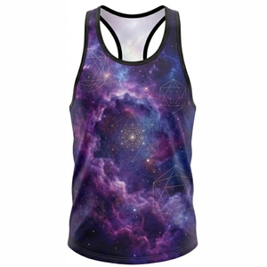 Camiseta sin Mangas para Hombre con Estampado Geométrico de Galaxia, Transpirable, Estilo Casual, Cuello Redondo, Impresión por Sublimación, Material de Poliéster - Product Image 1