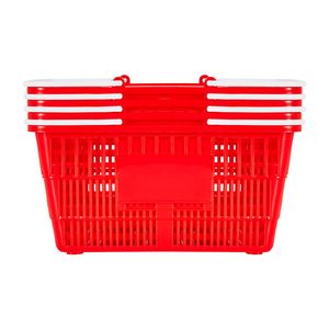 4 paniers de courses empilables en plastique PE de 21 L, structure en maille dense avec poignées, capacité de 20 lb, pour supermarché, portables - Product Image 3