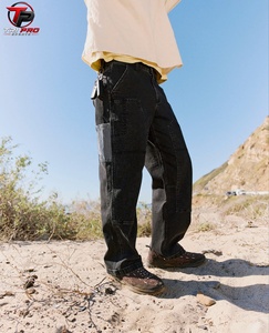 Black Wash Denim Cargo <b>Jeans</b> Men Straight Fit <b>Workwear</b> Pants with Patch Pocket for Casual Outdoor Wear Cargo <b>Jeans</b> Men Midweight - Product Image 3