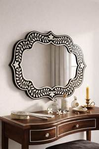ARIF HANDICRAFTS AH-00390 Modern Style <b>Silver</b> Inlay Customized Shape Eco-Friendly Handmade <b>Wall</b> <b>Mirror</b> Frame Exotic Indian Art - Product Image 5