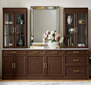 ตู้ไซด์บอร์ดไม้มะฮอกกานีคลาสสิกแบบมินิมอลพร้อมตู้โชว์กระจกสำหรับห้องนอน/ห้องนั่งเล่น เฟอร์นิเจอร์เก็บของสุดหรูสำหรับบ้าน - Product Image 3