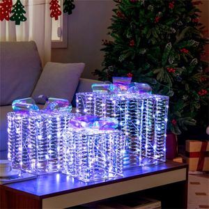 3 scatole regalo natalizie luminose con fiocchi per decorazioni festive - Product Image 3