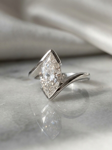 Marquise Cut Moissanite <b>Solitaire</b> <b>Ring</b> <b>silver</b> Setting Women's Engagement Band Classic Style - Product Image 6