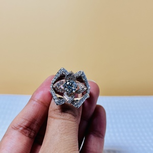 Round Cut Cluster Designed <b>Diamond</b> Classic Wedding & Engagement <b>Ring</b> Plain Band IGI Certified Lab Grown 14k White Gold Women's - Product Image 2