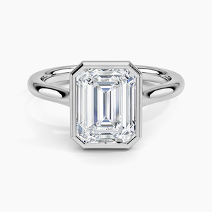 Anillo SOJ 025 con Corte Esmeralda, Plata 925, Luna, Bisel de Moissanita de 2mm, Bañado en Rodio, Anillo de Boda de 2ct con Engaste de Puntas, Minimalista, Certificado GRA - Product Image 1