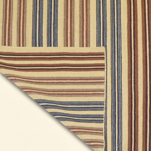 Tapis en laine tufté à la main, rayé beige sable bleu marron, antidérapant, écologique, pour salon, chambre, hôtel - Product Image 5