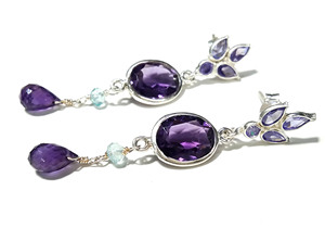 Purple Amethyst Tanzanite Bohemian Style Drop <b>Earrings</b> Natural 925 Sterling <b>Silver</b> Handmade <b>Dangle</b> <b>Earrings</b> Wedding Engagement - Product Image 2