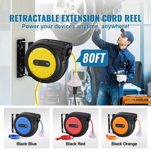 Avvolgicavo Elettrico Retrattile Rinforzato da 24 Metri 12AWG/3C SJTOW con Presa Tripla Illuminata e Connettore Maschio CEE (Materiale ABS) - Product Image 2