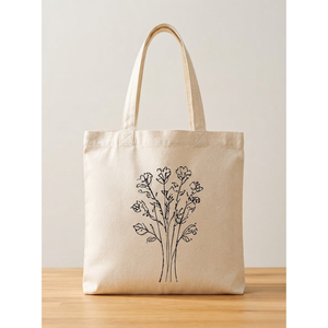 Eco Friendly Botanical Line <b>Art</b> Cotton <b>Canvas</b> Tote Bag Cream <b>Large</b> Capacity Floral Sketch Women Shoulder Handbag Reusable Carry - Product Image 2