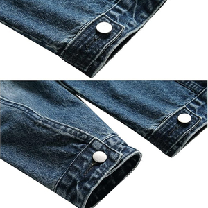 Chaqueta de mezclilla para hombre con logo personalizado, bordado de botones, desgastada, vintage, lavada, rotas, al por mayor, estilo urbano, ropa de abrigo de invierno - Product Image 5