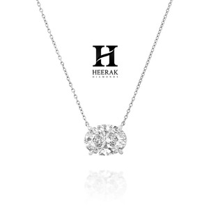 Collier pendentif en diamant de laboratoire taille ovale de luxe en or 14 carats pour femmes - Product Image 1