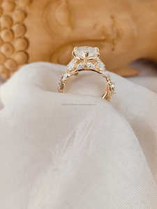 Dutch Marquise Cut Diamond Yellow Gold Ring | Classic Bridal Engagement Ring | Wedding Anniversary Gift for <b>Girlfriend</b> Wife Her - Product Image 2