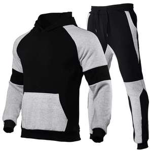 Ensemble de survêtement unisexe d'hiver à capuche imprimé style streetwear, veste à manches longues avec cordon de serrage et pantalon de jogging, color block, sportif et décontracté - Product Image 5