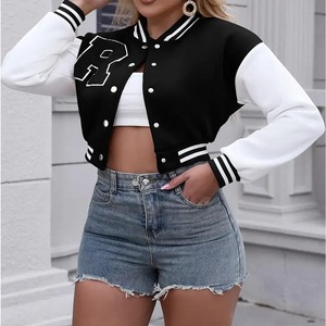 Chaqueta Varsity Personalizada para Mujer, con Mangas de Cuero Genuino, Abrigo Letterman de Lana, Ropa Casual de Béisbol y Streetwear - Product Image 1