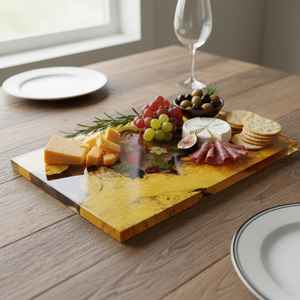 Bandeja de Resina Epoxi de Madera Natural con Incrustaciones Artísticas Estilo Río, Tabla Decorativa Hecha a Mano y Duradera para Mesa de Comedor y Café - Product Image 2