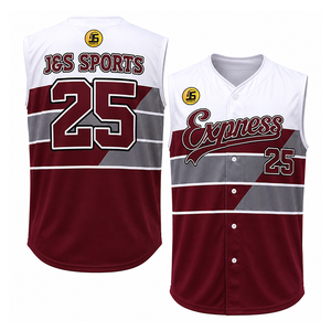 OEM Custom Sublimated Printed Baseball Jersey Short Sleeveless Unisex Quick Dry Plus Size Breathable Button Moisture Wicking - Product Image 3