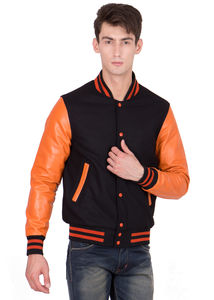 Chaqueta universitaria de poliéster con logotipo personalizado al por mayor para hombre, tipo bomber, con cierre de botones, bolsillos y letras estilo Letterman, para béisbol. - Product Image 4