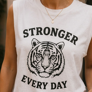 T-shirt sans manches respirant en coton peigné 100 % pour femme – Vente en gros - Product Image 4