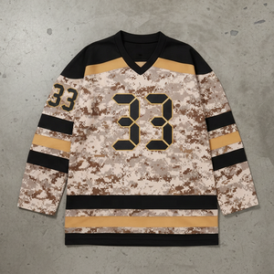 Streetwear noir camouflage, design imprimé par sublimation intégrale, vêtements de hockey sur glace camouflage, maillot Canada USA - Product Image 6
