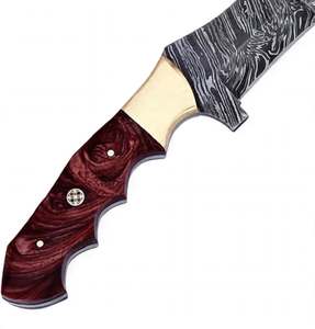 Cuchillo utilitario pesado de acero de Damasco hecho a mano con mango de madera de púrpura intenso y pomo de latón, herramienta artesanal - Product Image 4