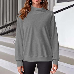 Women Mock Neck Sweatshirt Classic Pullover Design - Product Image 2