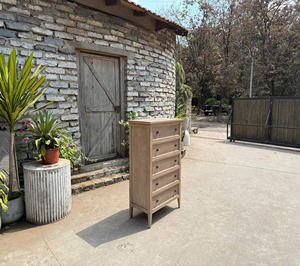 Ensemble de chambre à coucher style campagne française, table à manger rustique en bois massif, chêne du Vietnam, noyer, aulne, acacia, pin, rotin - Product Image 6
