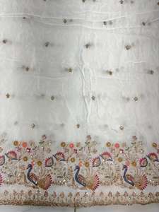 Tissu brodé perlé personnalisé, tissu à sequins, tissu dentelle, tissu organza pour kaftan, abaya, robe, textile, exportateur et acheteur en gros - Product Image 2