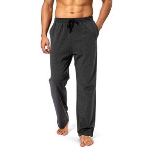 Men's Dark Gray Cotton Sweatpants Elastic Waist <b>Drawstring</b> Casual Jogging Pants Side Pockets Breathable Midweight Autumn Wear - Product Image 1
