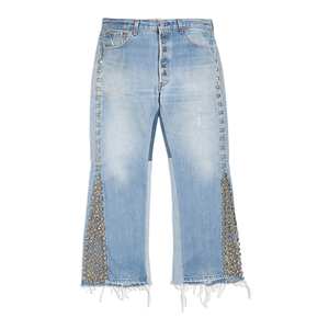 Pantalones Vaqueros de Cintura Alta con Decoración de Remaches, Lavado a la Piedra, Algodón Ligero, Estilo Punk, Jeans de Verano para Hombre - Product Image 1