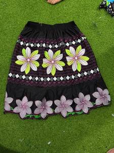Women's Vintage Bohemian A-Line <b>Pleated</b> Anti-Wrinkle Soft 100% Polyester Beaded 240g Discharge Knitted Summer <b>Mini</b> <b>Skirt</b> - Product Image 1