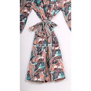 Kimono Kantha en coton pour femme, robe de bain à manches longues, fait main, motif floral matelassé, kimono Kantha d'été - Product Image 6