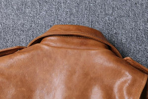 Chaqueta de Cuero para Hombre, Estilo Motero, con Cinturón, Corte Ajustado, Piel de Oveja Auténtica, Cierre de Cremallera, Chaqueta de Cuero Genuino - Product Image 4