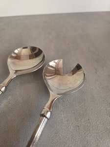 Cuillères à salade vintage plaquées argent Suède années 1920, ensemble de cuillères de service scandinaves - Product Image 6