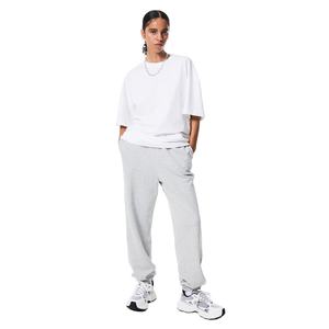 Pantalones de chándal para correr básicos grises para mujer, pantalones de lana de peso pesado para invierno decorados con estilo de frente plano pintado - Product Image 1